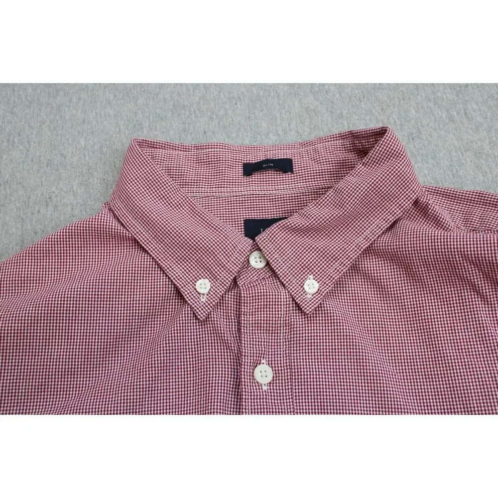 J‎ Crew Shirt Mens XL Gingham Check 100% Cotton Slim Fit Button-Down
